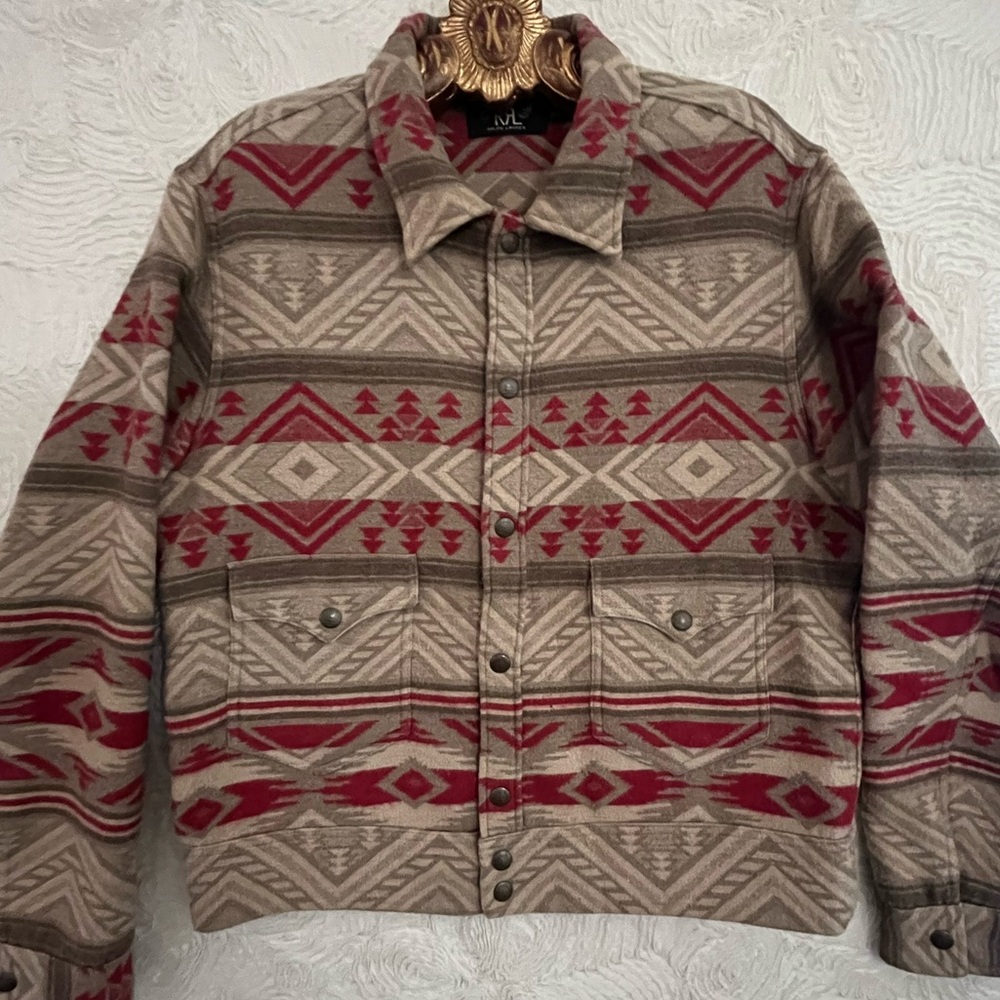 Vintage RRL Ralph Lauren SW Aztec Pueblo Prairie Wool Blanket Jacket Mens Medium